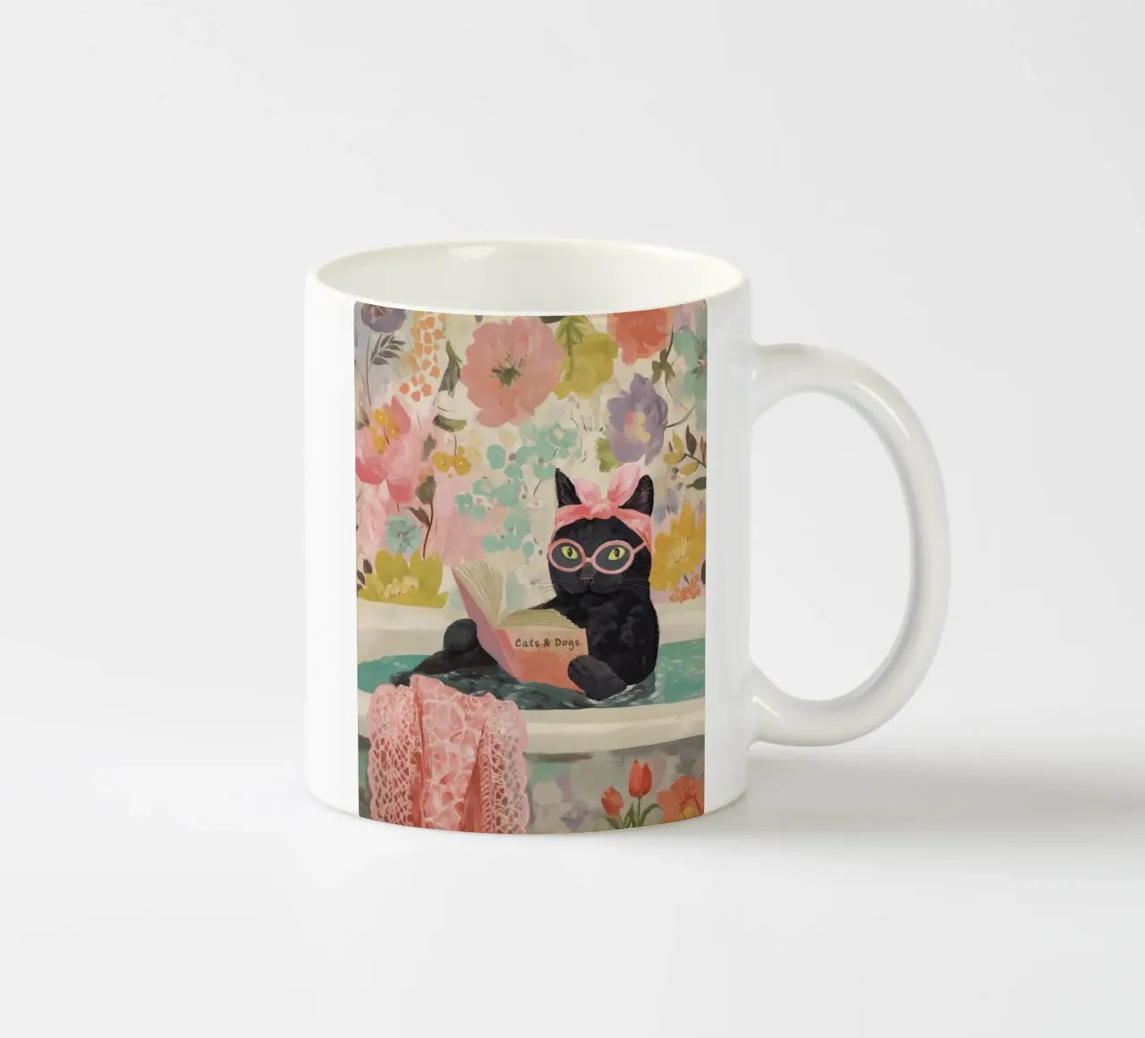 Benessere del gatto con un libro tazza in ceramica da Carinaprint
