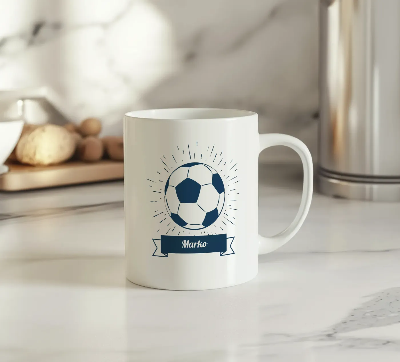 Soccer ceramic mug by Kartenliebe