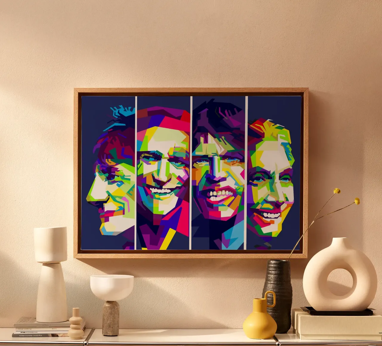 Rolling Stones Kunst WPAP canvas met Baklijst van Artkreator