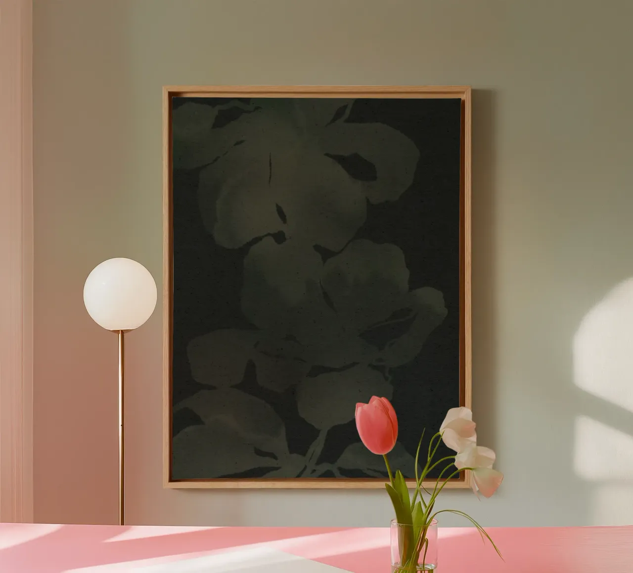 Bloom in Soft Waters III canvas with Floater frame by Shatha Al Dafai