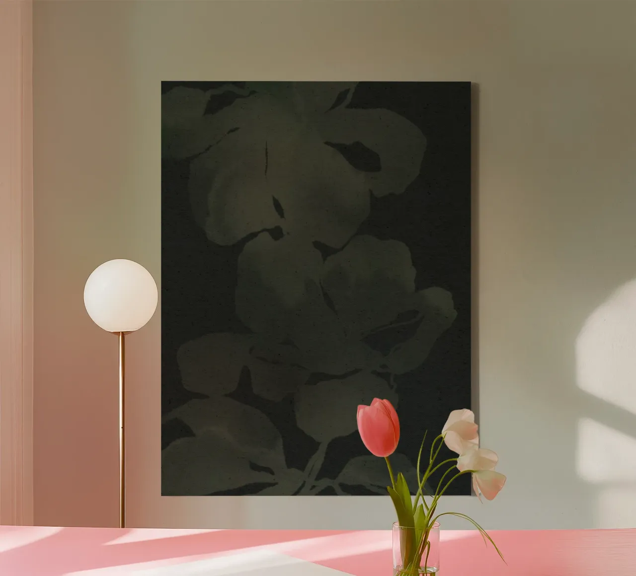 Bloom in Soft Waters III canvas with Floater frame by Shatha Al Dafai
