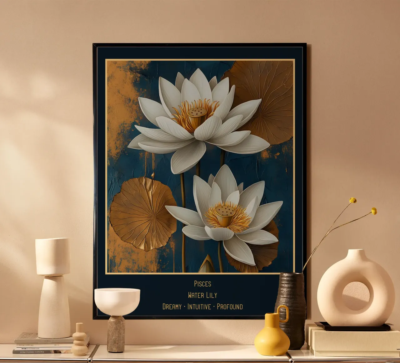 I fiori dei segni zodiacali: Pesci - Giglio d'acqua poster da Art-Nouveau-Dsg