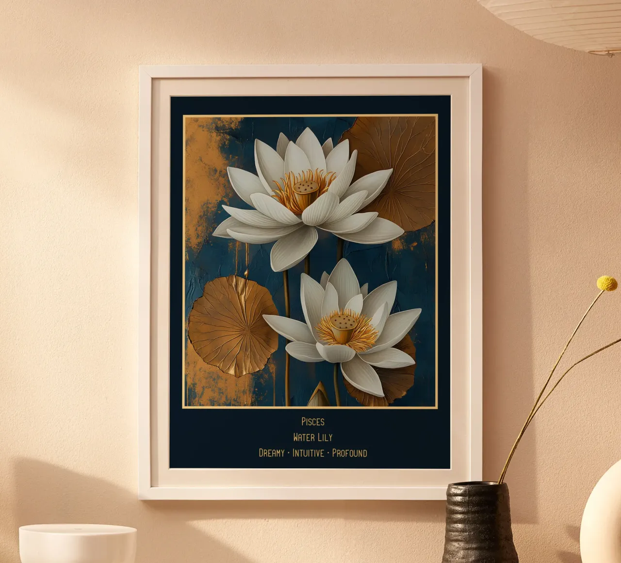 I fiori dei segni zodiacali: Pesci - Giglio d'acqua poster da Art-Nouveau-Dsg