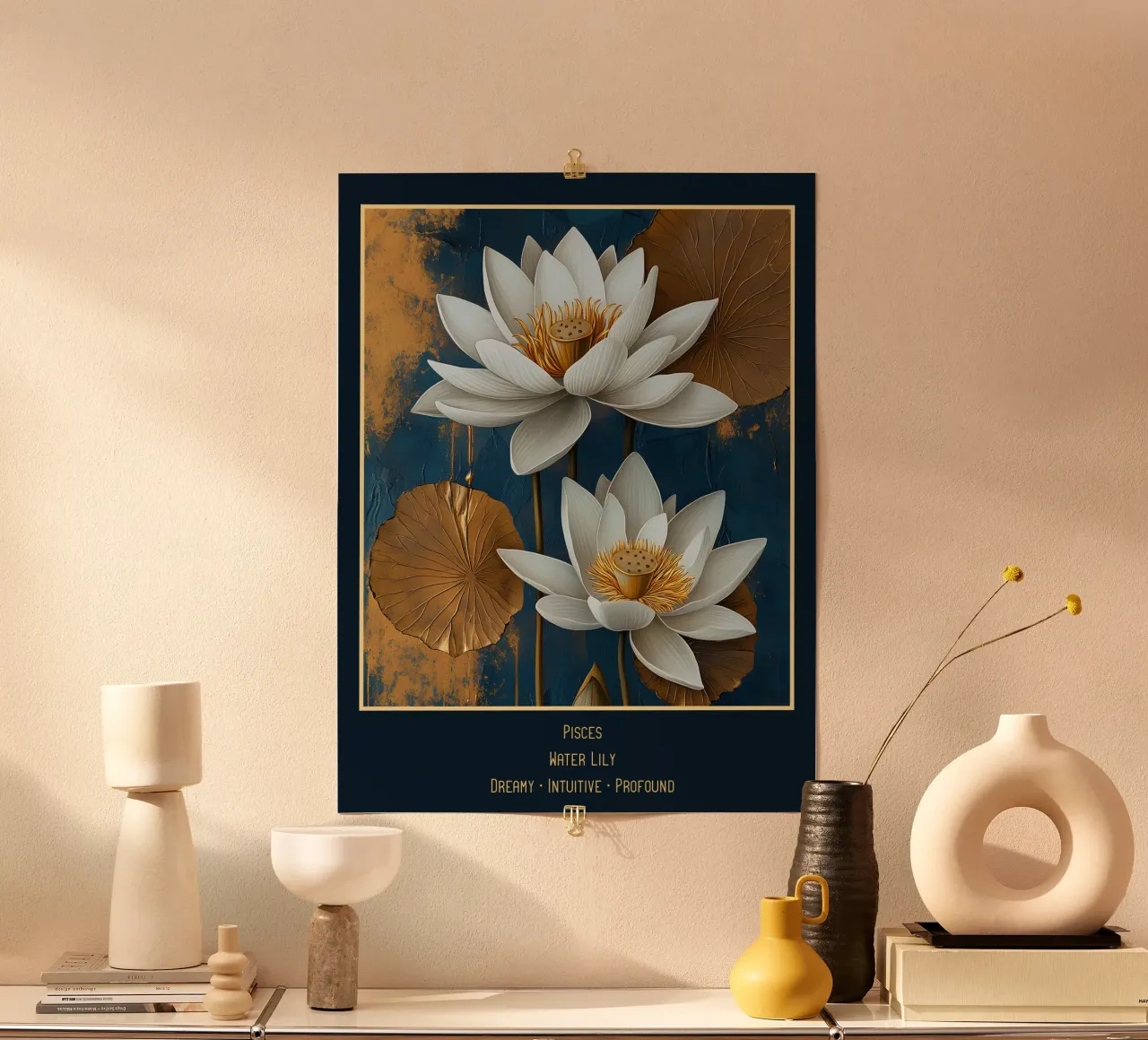 I fiori dei segni zodiacali: Pesci - Giglio d'acqua poster da Art-Nouveau-Dsg
