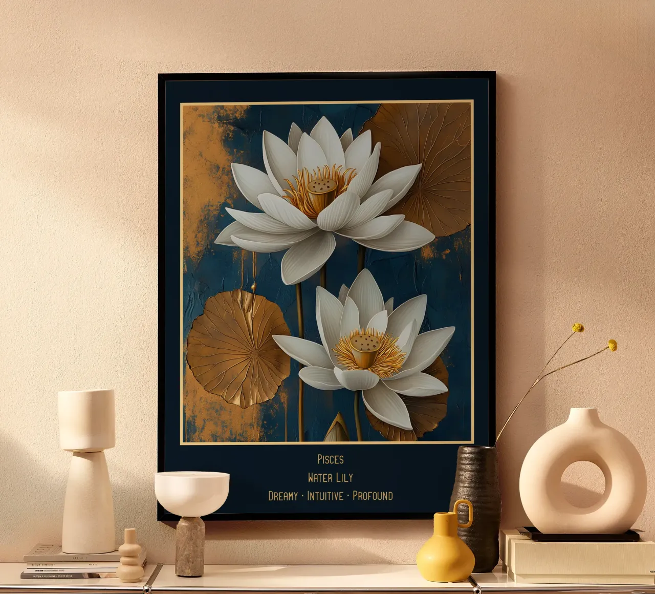 I fiori dei segni zodiacali: Pesci - Giglio d'acqua poster da Art-Nouveau-Dsg
