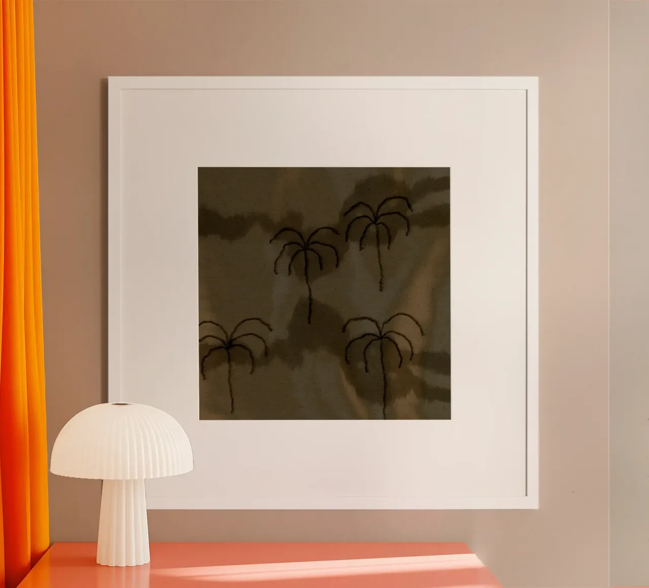 Desert Haze 1 poster con telaio in plastica da Shatha Al Dafai