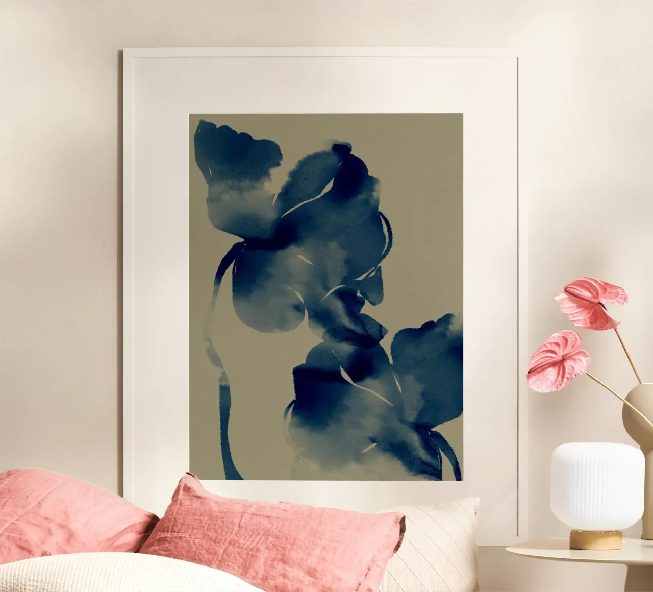 Blaue Blüten in weichen Gewässern 1 Hahnemühle von Shatha Al Dafai