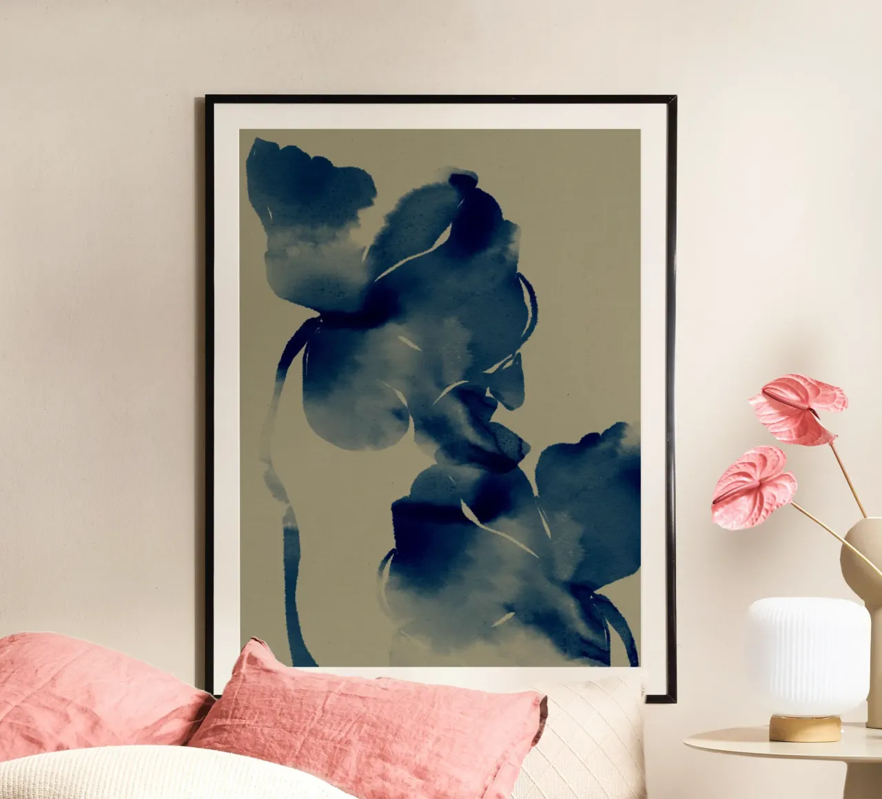 Blaue Blüten in weichen Gewässern 1 Hahnemühle von Shatha Al Dafai