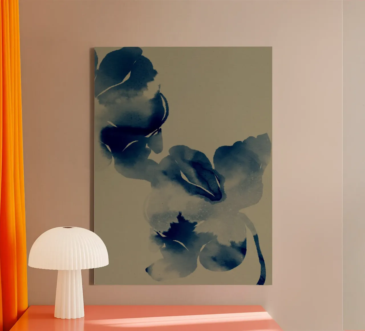 Blaue Blüten in weichen Gewässern 2 Leinwand von Shatha Al Dafai