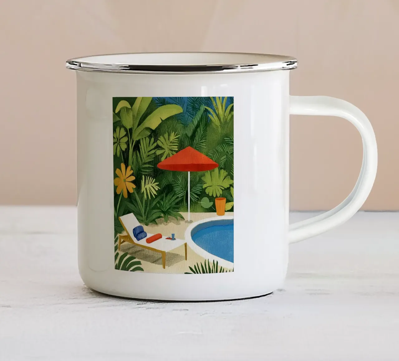 Piscina in campagna tazza in smalto da Curious Canvas
