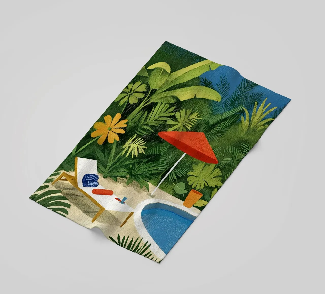 Pool in the countryside beach towel by Curious Canvas