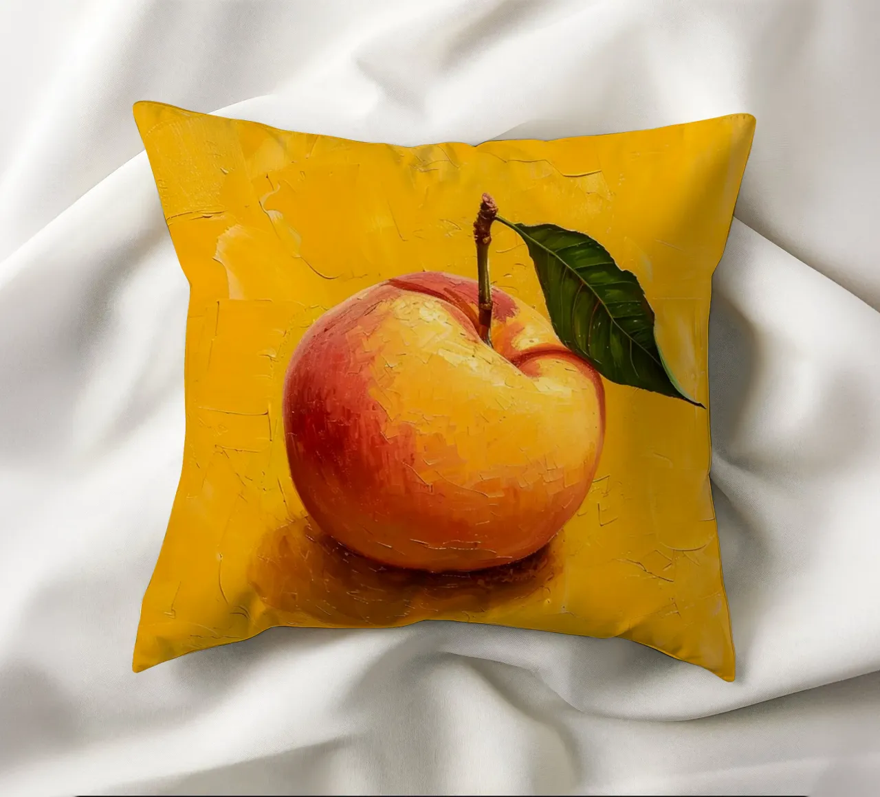 Golden Peach on Yellow Canvas cuscino da Mosaic Dialogue
