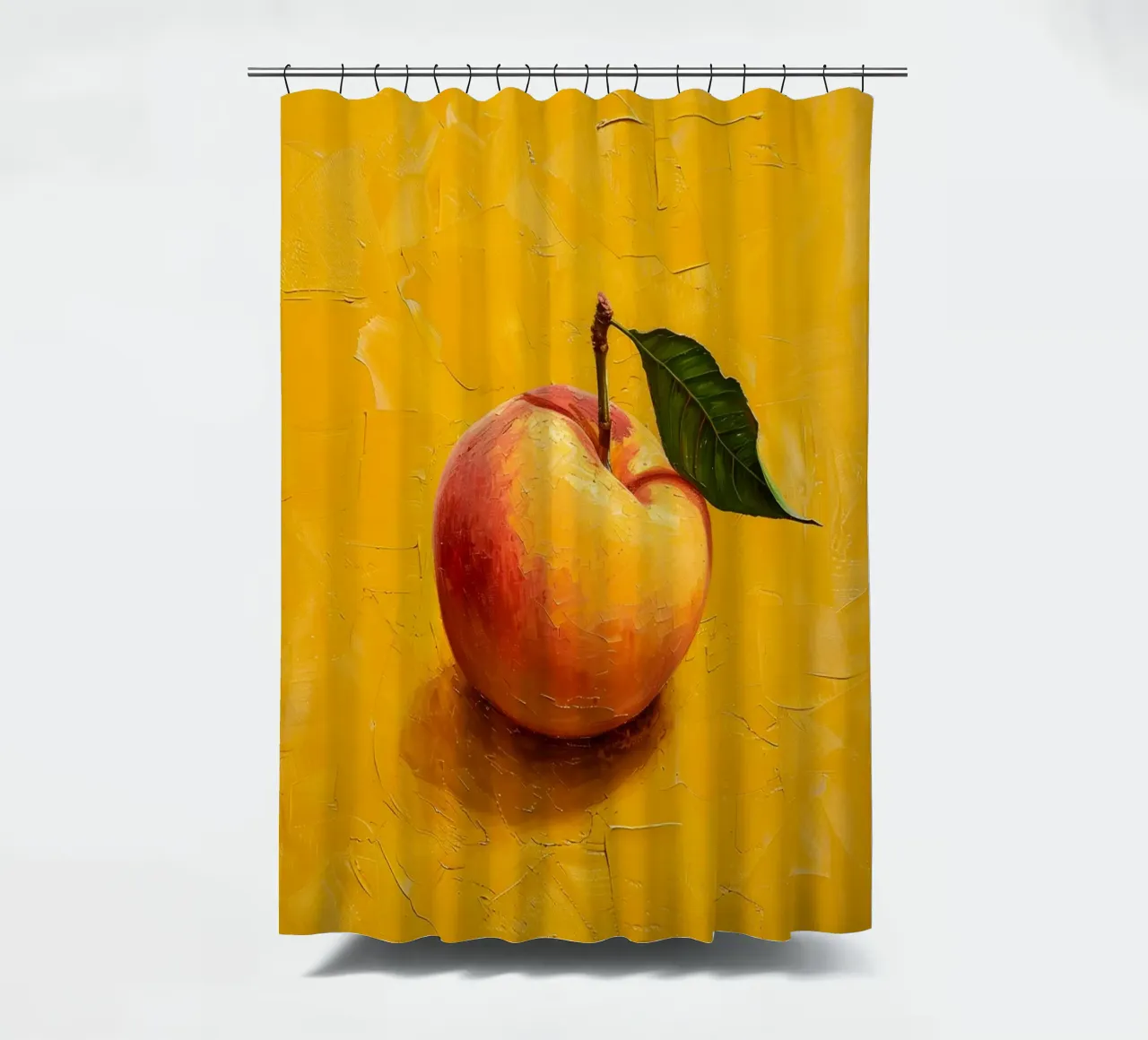 Golden Peach on Yellow Canvas cortina de baño de Mosaic Dialogue