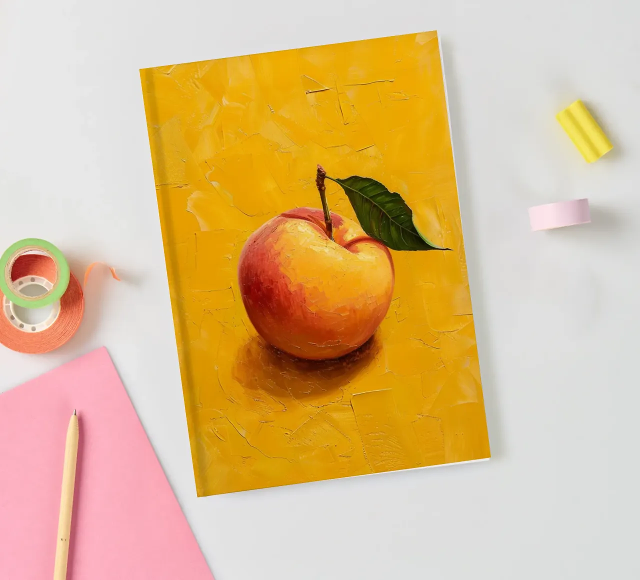 Golden Peach on Yellow Canvas notebook by Mosaic Dialogue