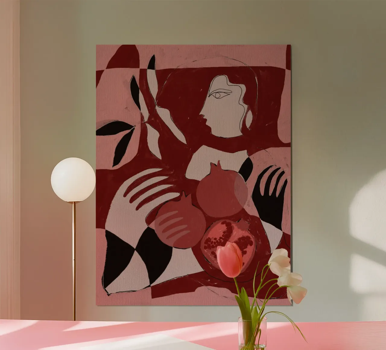 Melograno dell'anima 2 poster con telaio in plastica da Shatha Al Dafai