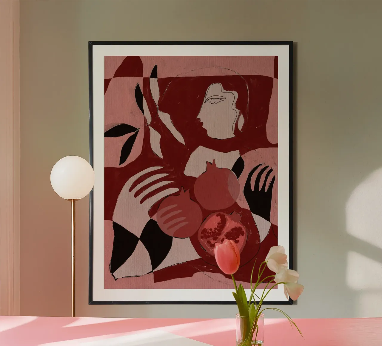 Melograno dell'anima 2 poster con telaio in plastica da Shatha Al Dafai