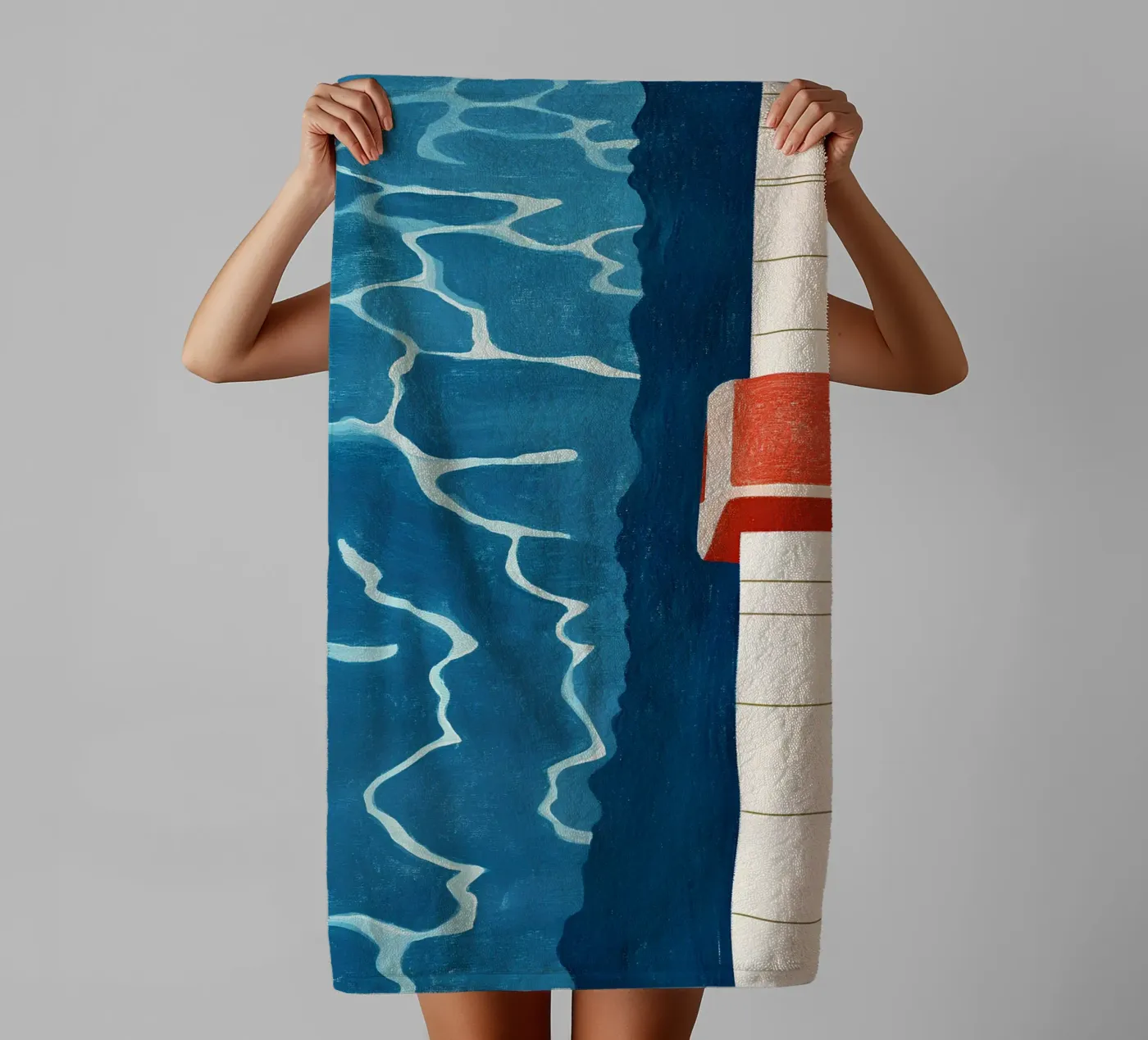 Pool edge towel by Curious Canvas