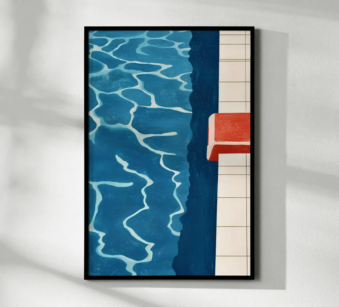 Pool edge poster with wooden frame by Curious Canvas