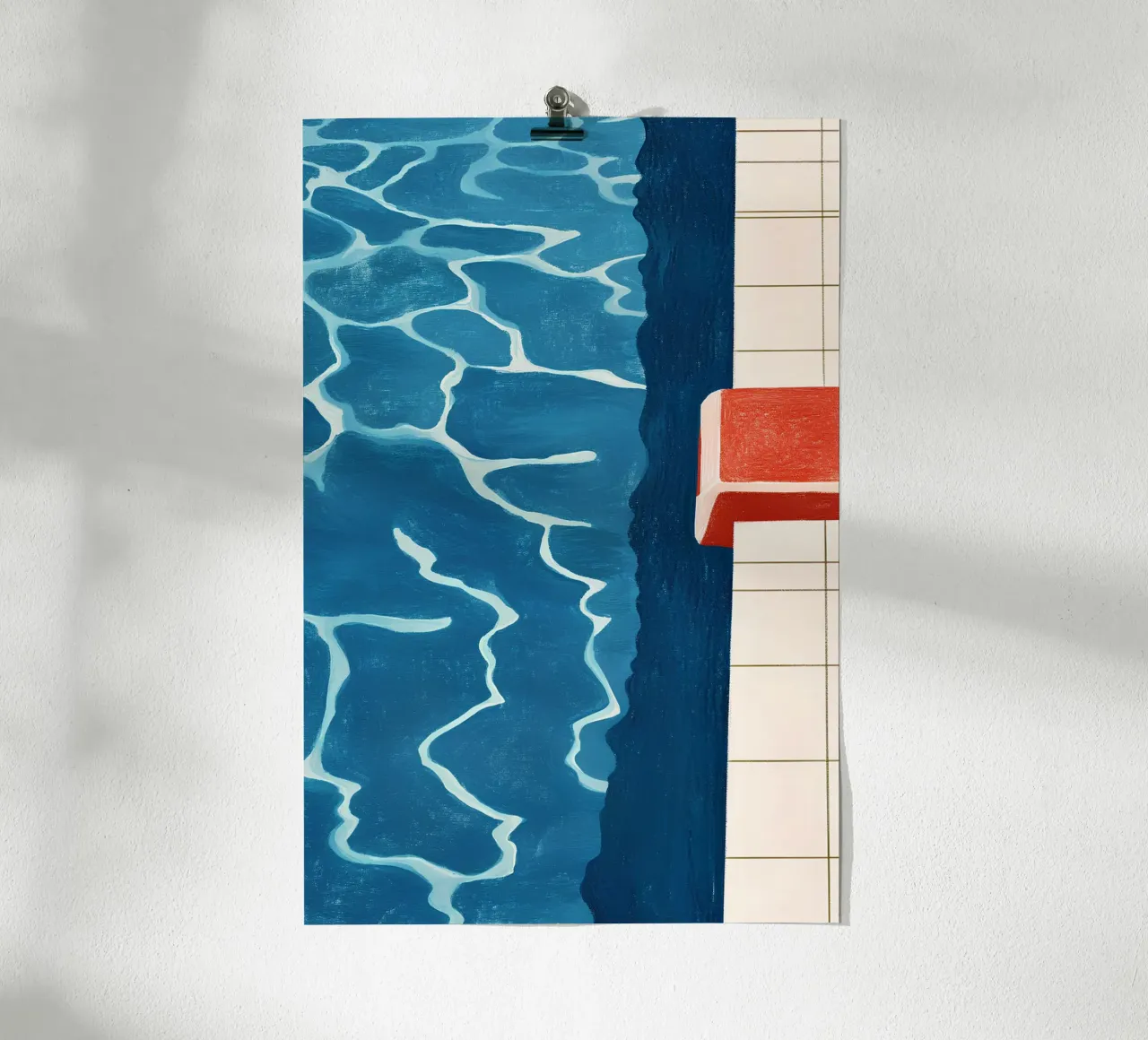 Pool edge poster with wooden frame by Curious Canvas