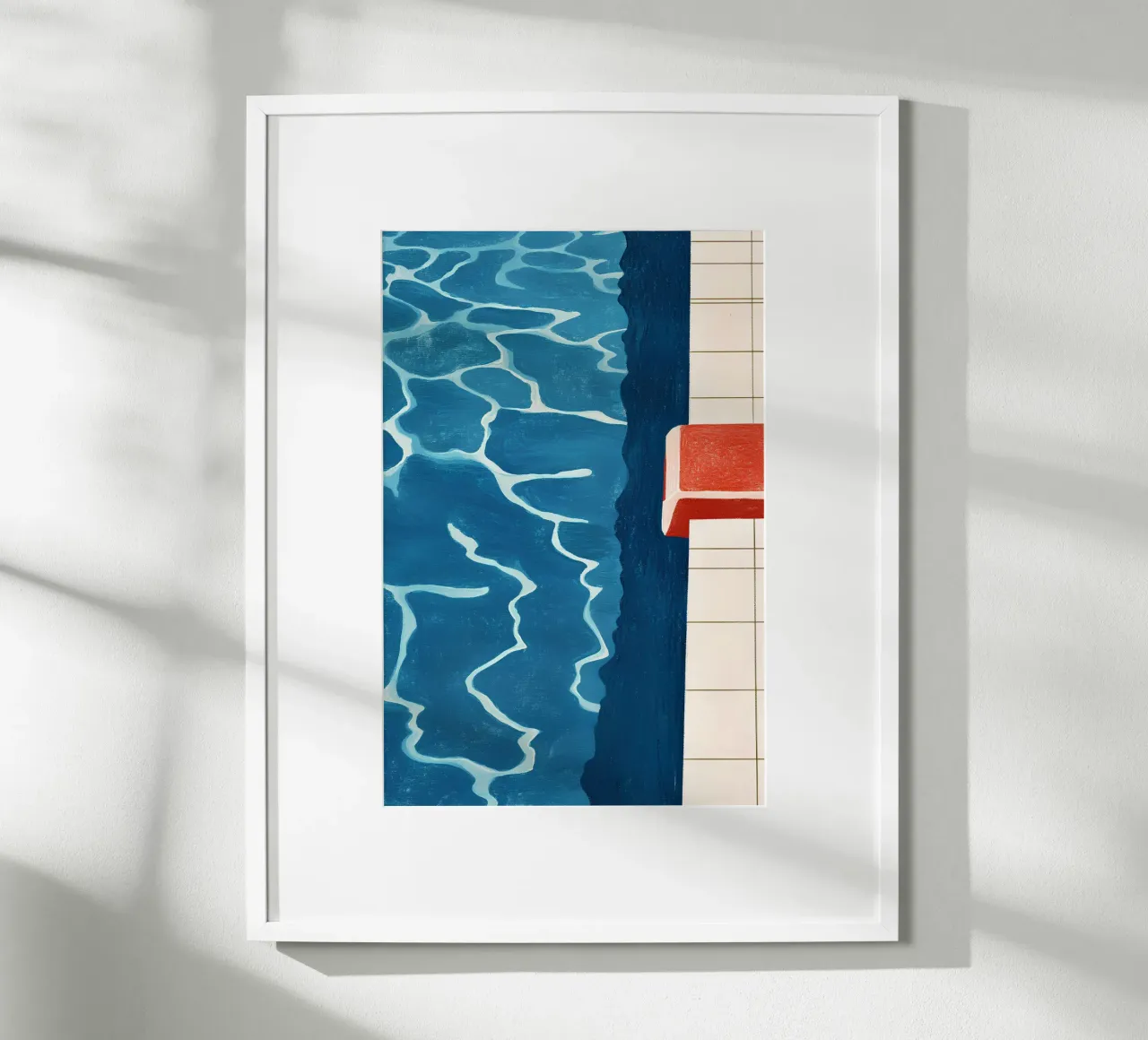 Pool edge poster with wooden frame by Curious Canvas