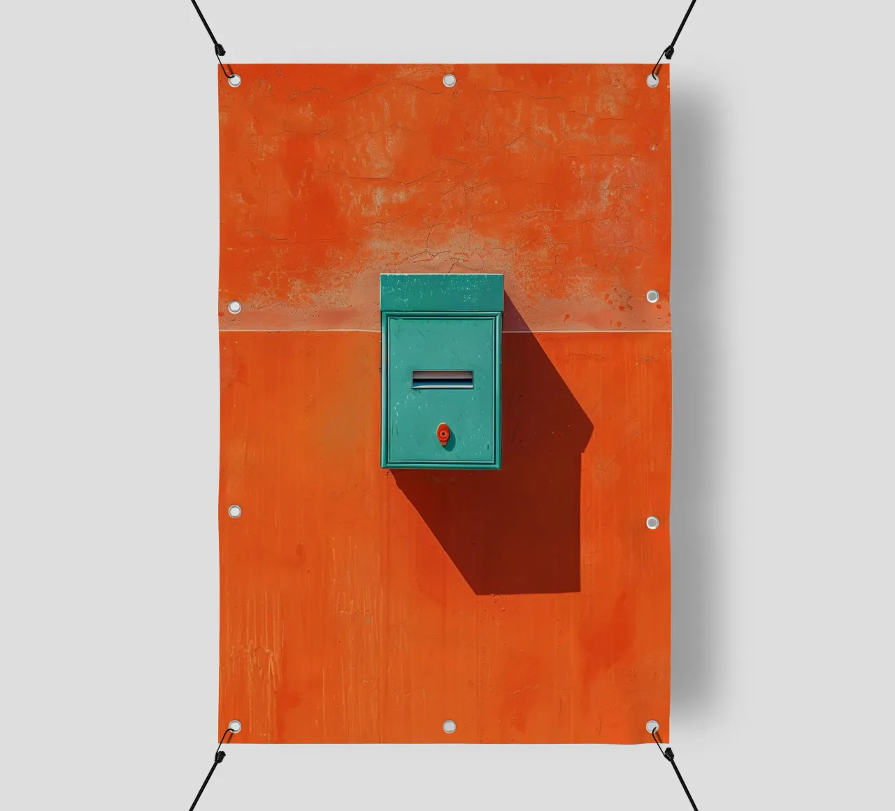 Teal Mailbox on Orange Wall telo in pvc da Mosaic Dialogue