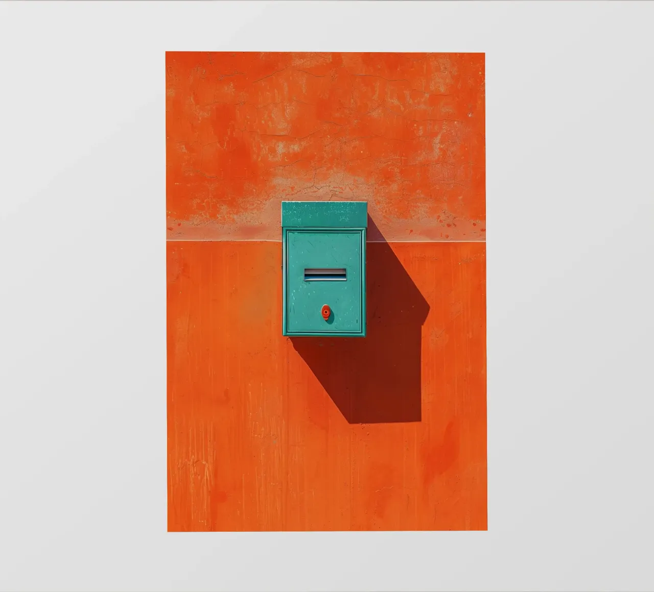 Teal Mailbox on Orange Wall telo in pvc da Mosaic Dialogue