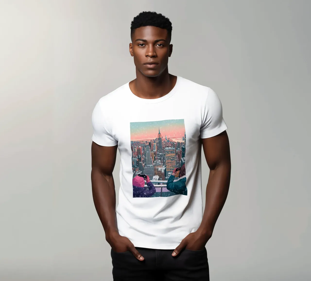 Vue hivernale de NYC : Empire State Building, Impression d'art esthétique t-shirt de ClubArt