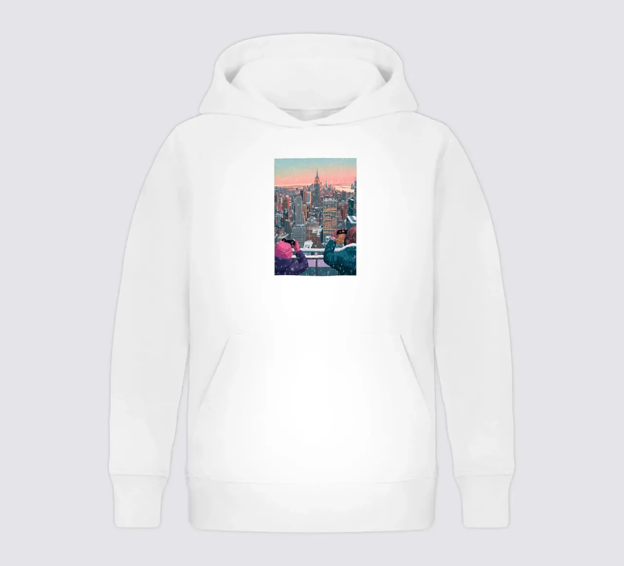 Vue hivernale de NYC : Empire State Building, Impression d'art esthétique sweat à capuche enfant de ClubArt