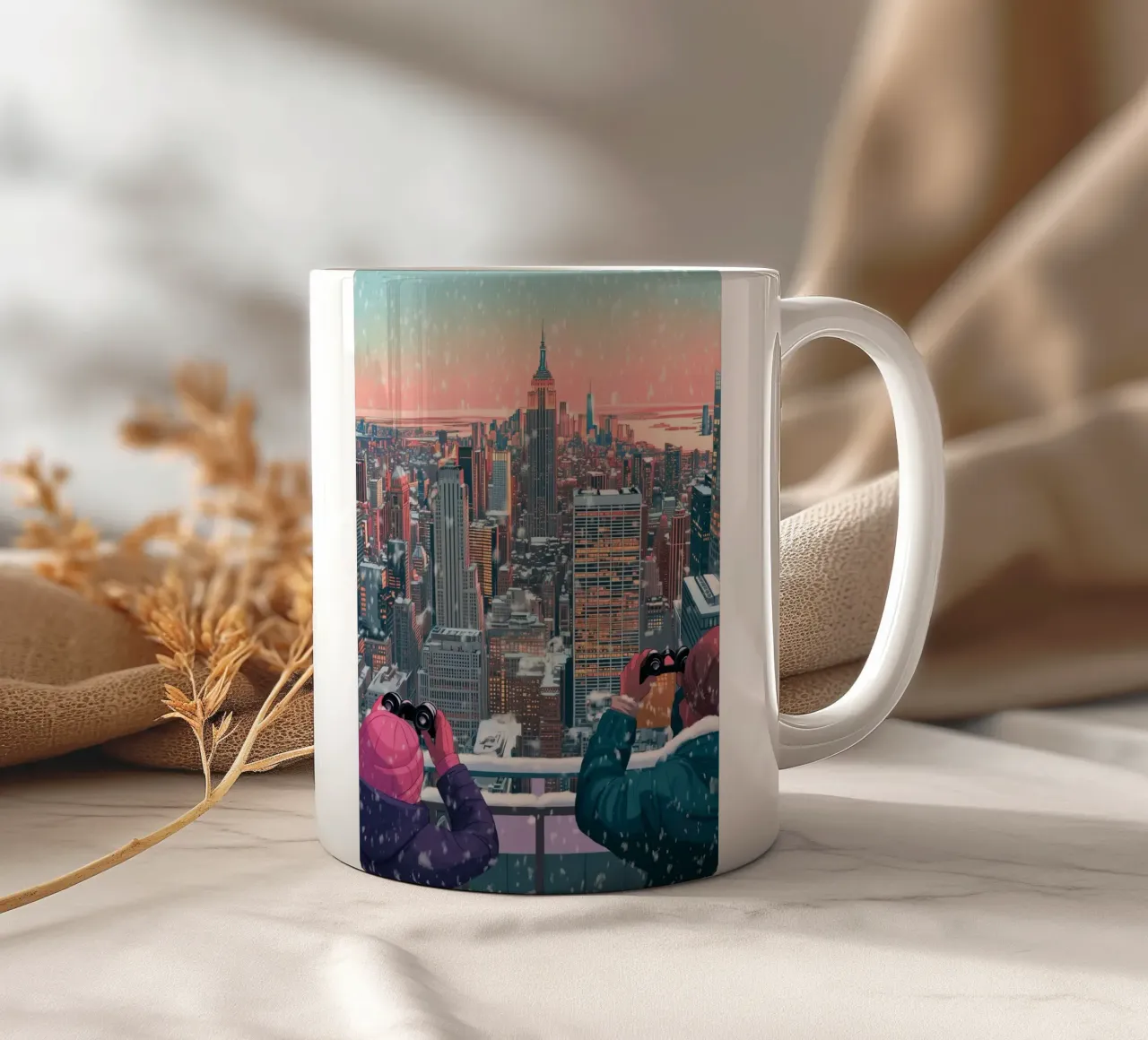 Vue hivernale de NYC : Empire State Building, Impression d'art esthétique mug en céramique de ClubArt