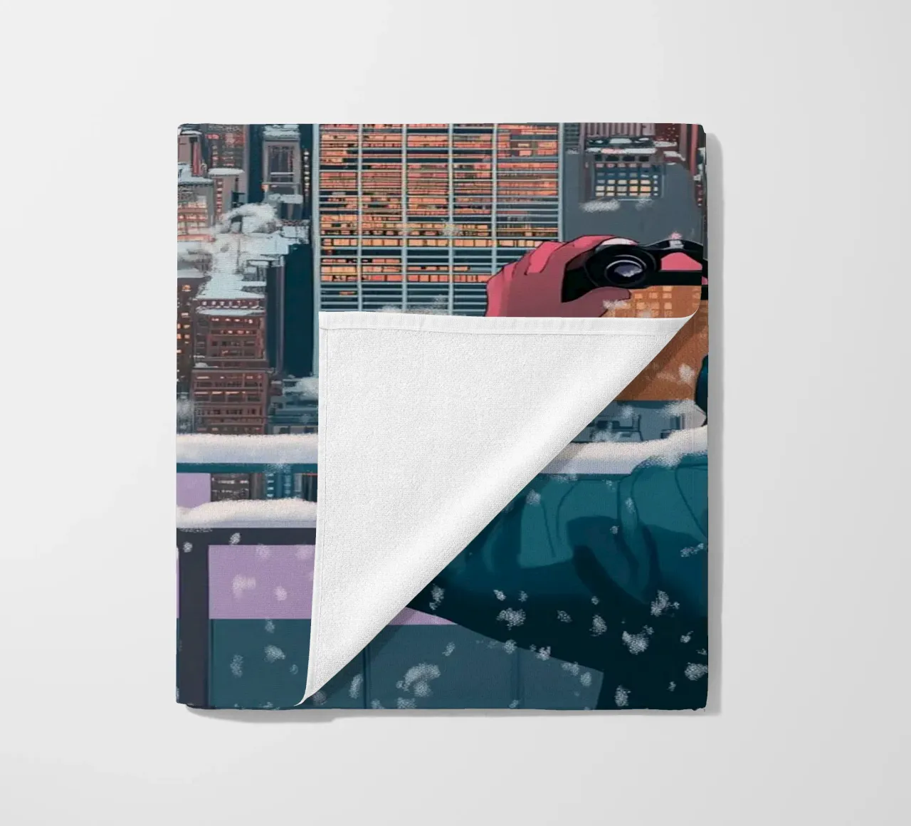 NYC Winter View: Empire State Building, Aesthetic Art Print beach towel by ClubArt