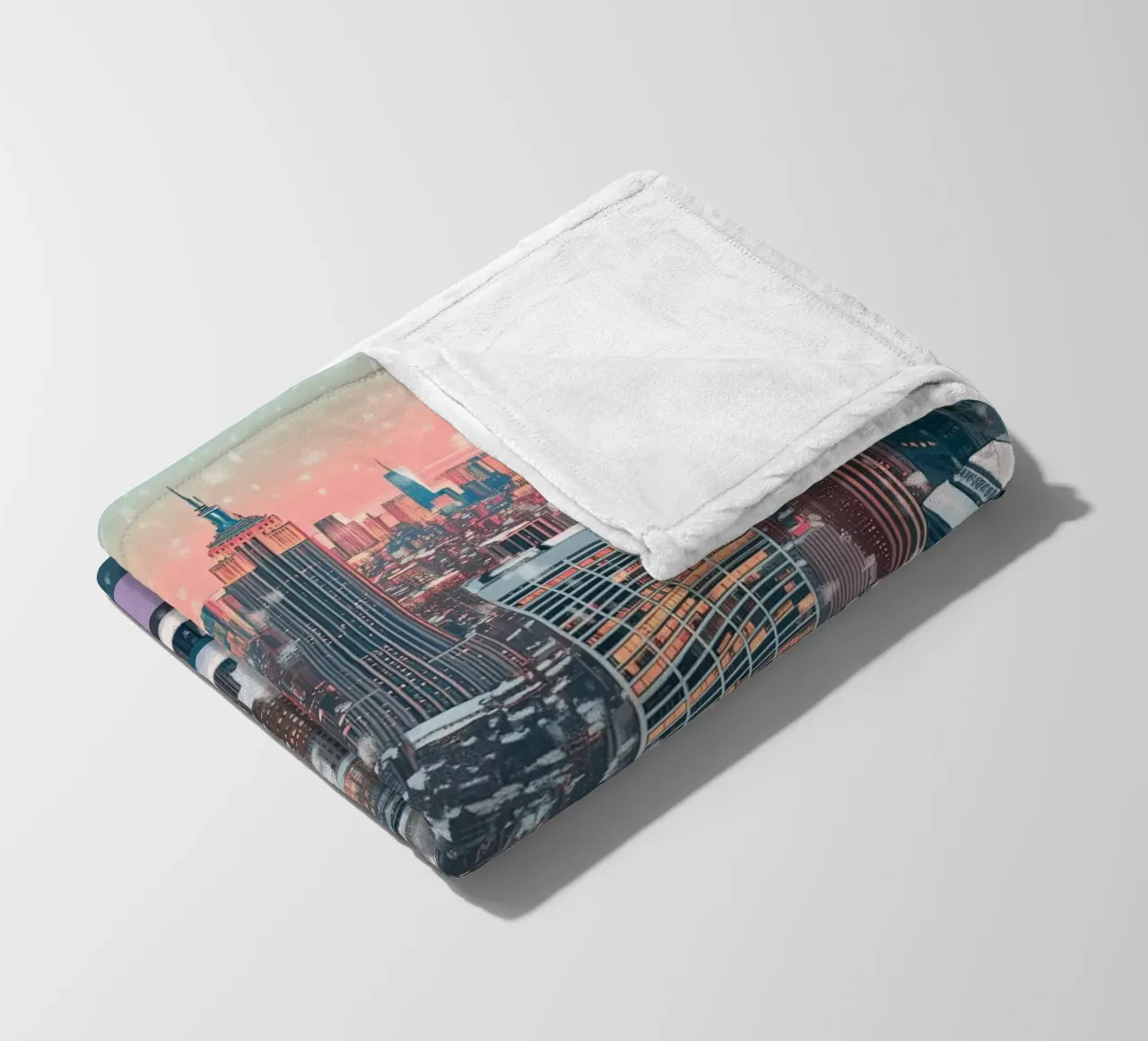 NYC Winter View: Empire State Building, Aesthetic Art Print fleece blanket by ClubArt