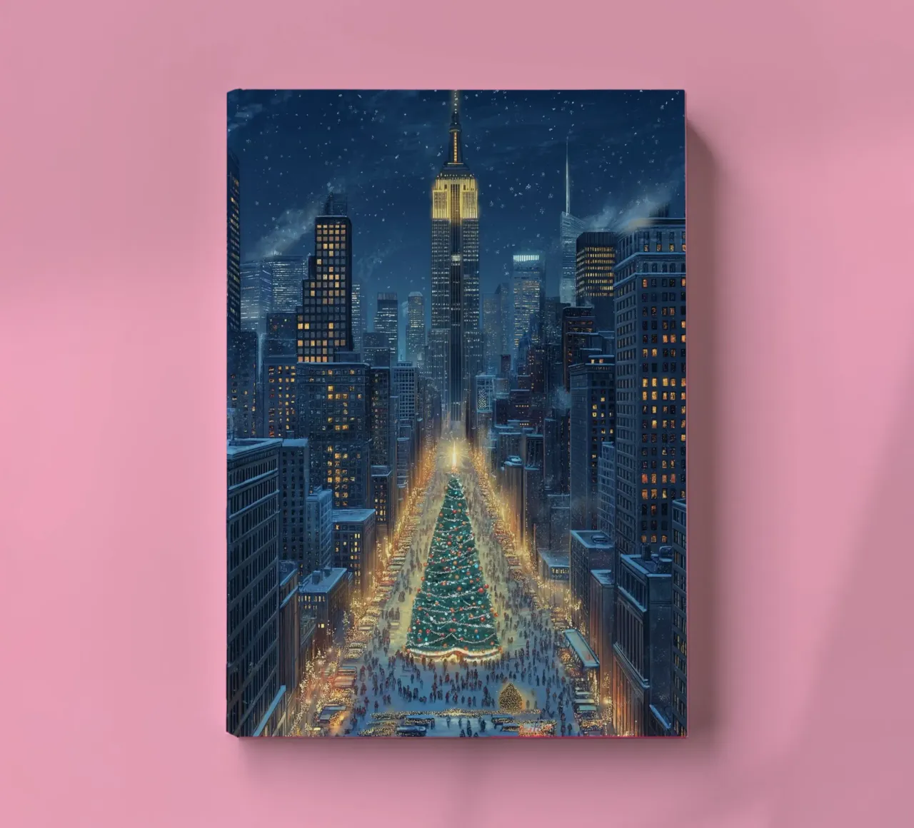 NYC Christmas Tree: Empire State & Festive Street Scene Art notebook by ClubArt