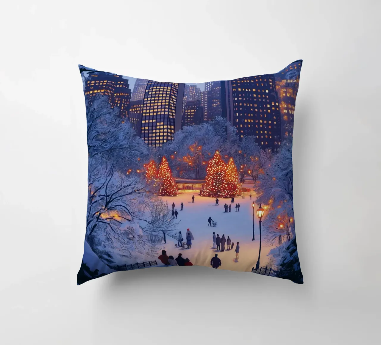 Central Park Winter Wonderland: Weihnachten New York Kunstdruck Kissen von ClubArt