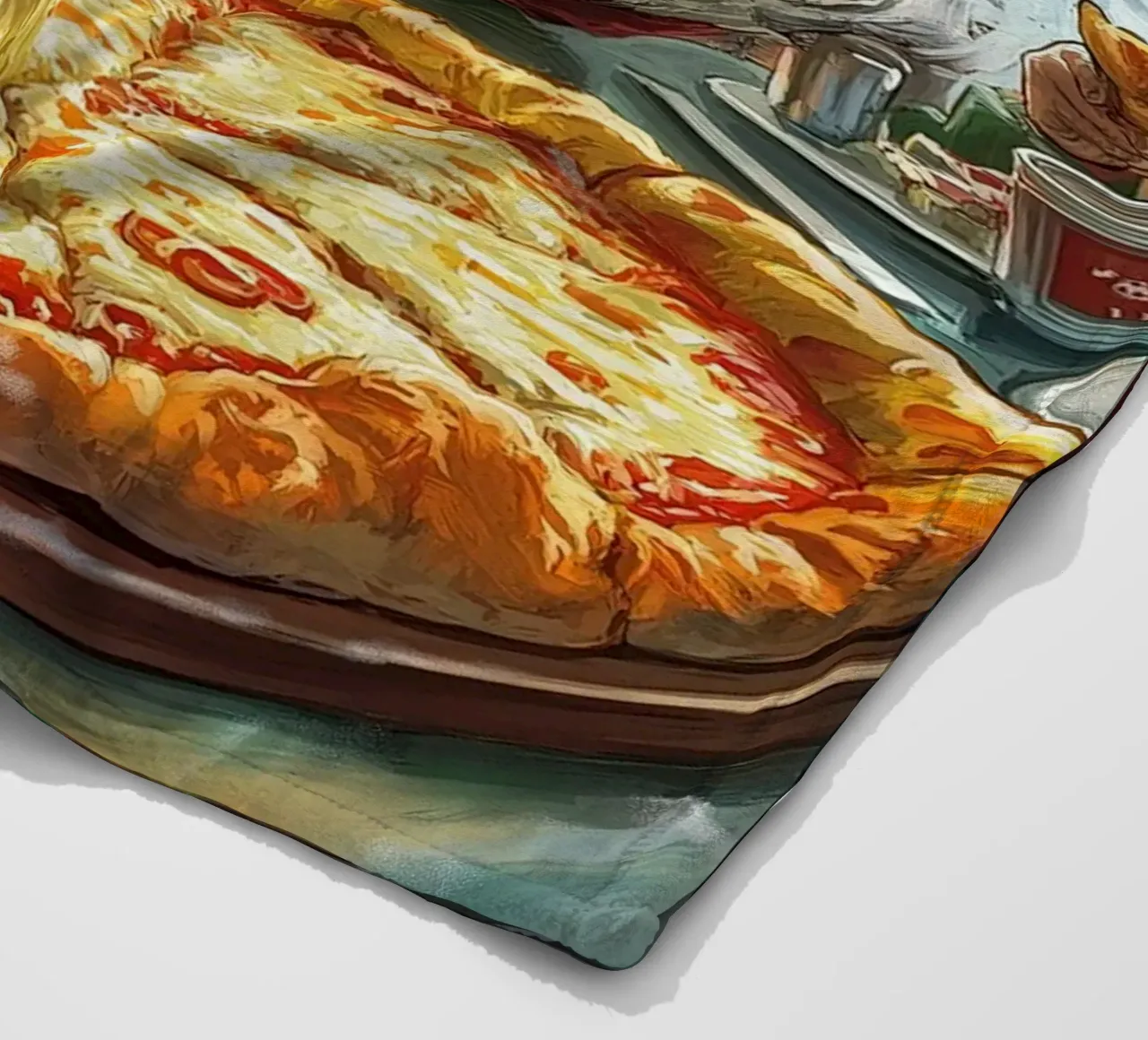 Santa Eating Pizza: Christmas Urban Delight Art Print fleece blanket by ClubArt