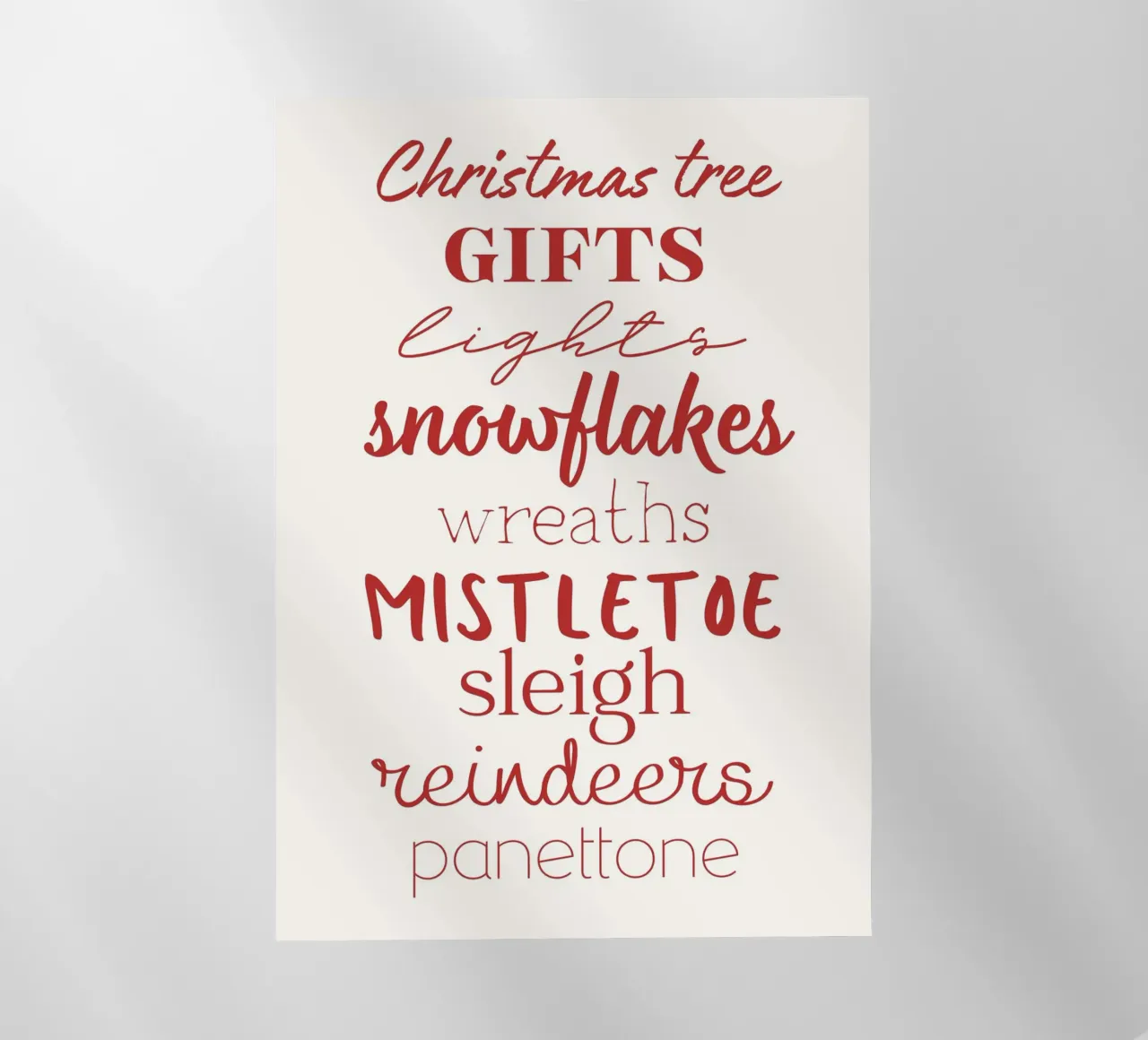 Christmas Word Cloud: Festive Holiday Typography Art Print backlit film by ClubArt