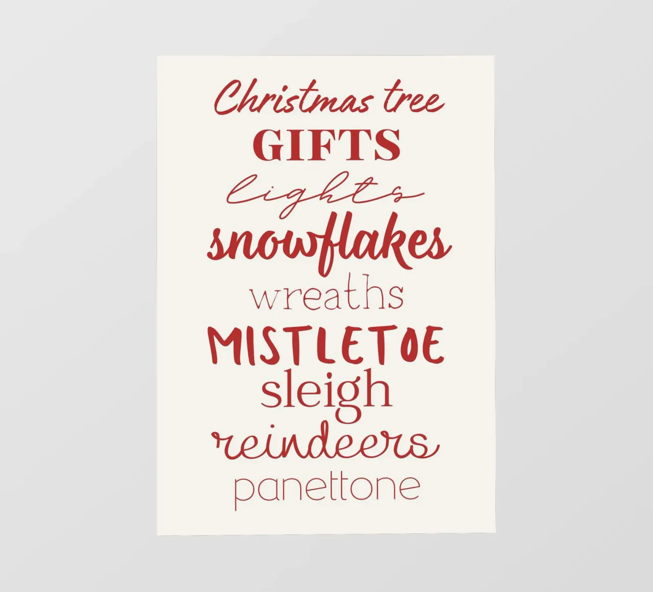 Christmas Word Cloud: Festive Holiday Typography Art Print backlit film by ClubArt