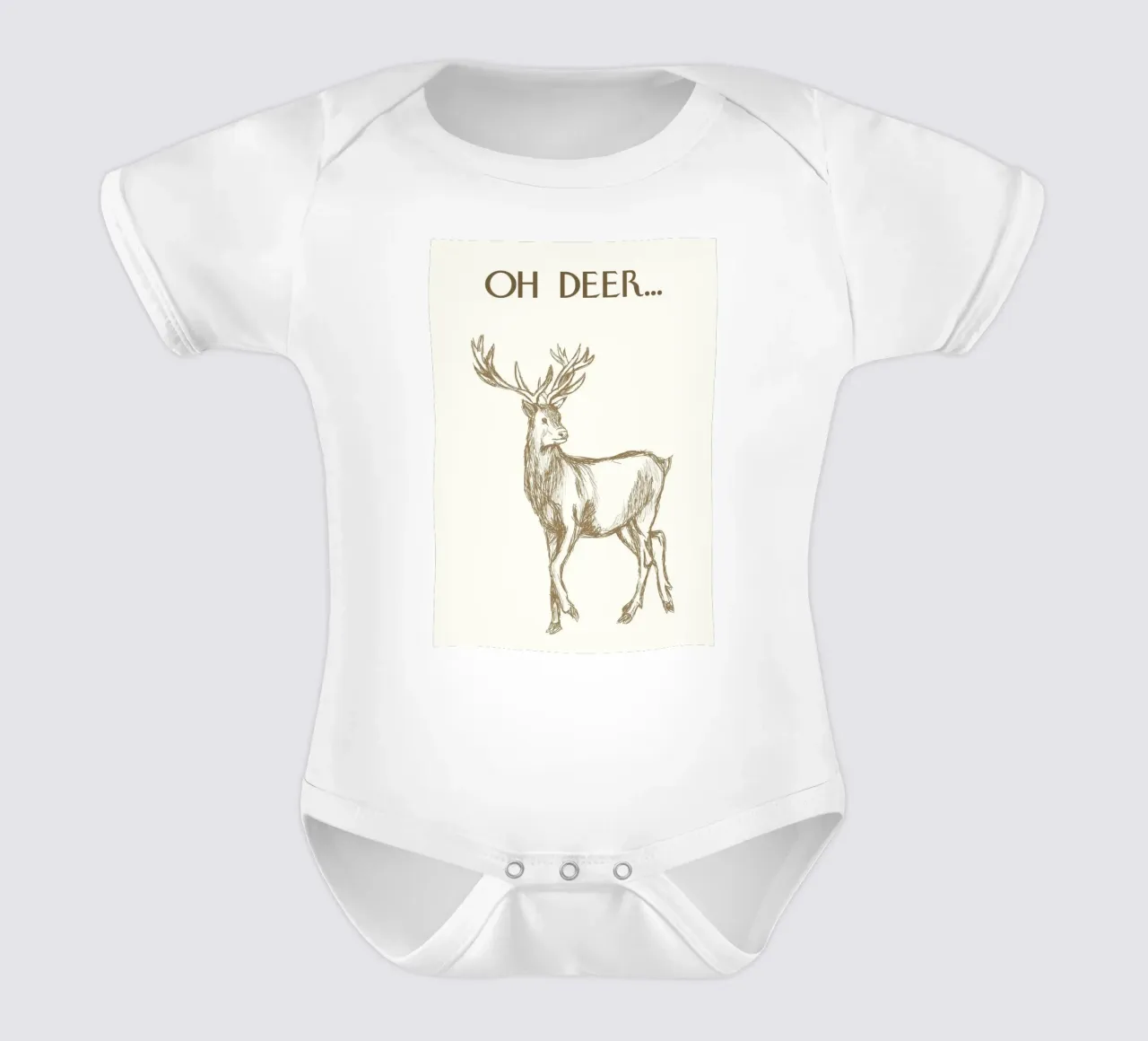 "Oh Ciervo..." Rústico Reno Sketch Art Print body de bebé de ClubArt