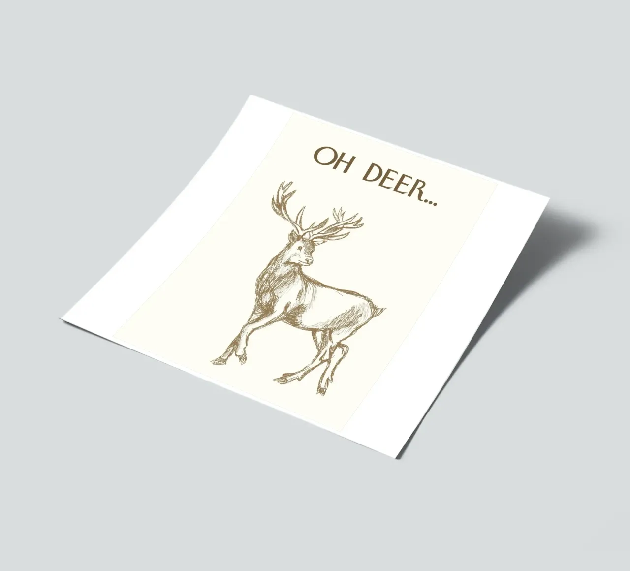 "Oh Cervo..." Stampa d'arte di schizzo di renna rustica foglio adesivo da ClubArt