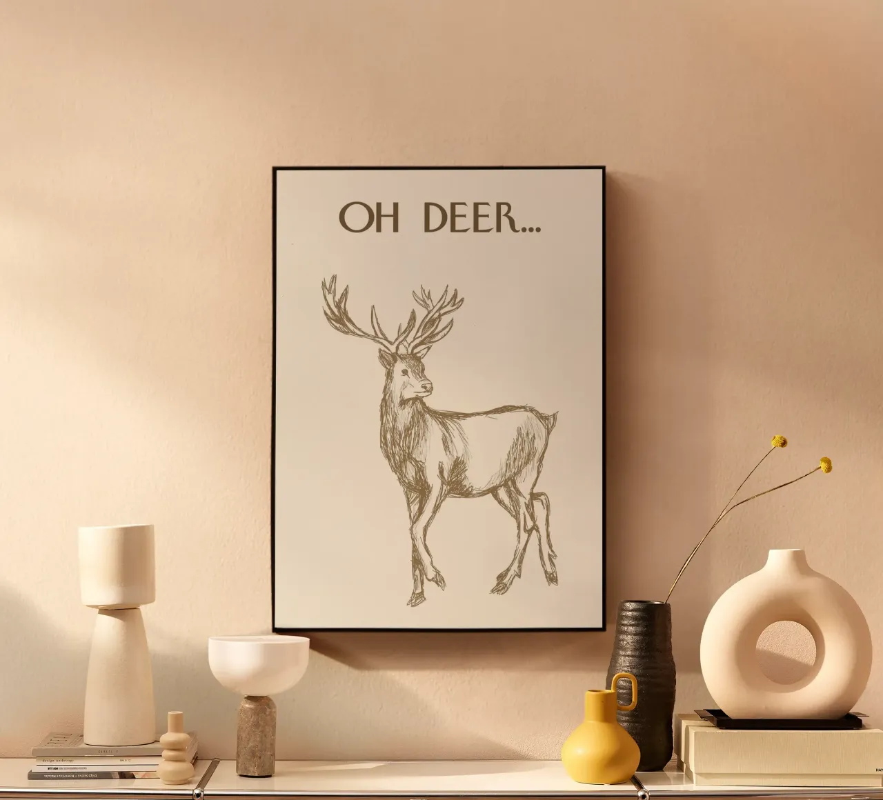 "Oh Ciervo..." Rústico Reno Sketch Art Print aluminio dibond de ClubArt