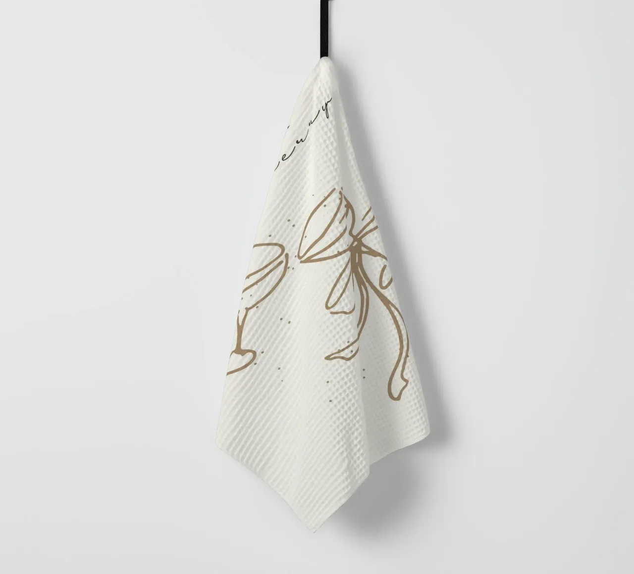 Mangez, buvez, soyez joyeux : Minimalist Champagne Toast Art Print torchon de ClubArt