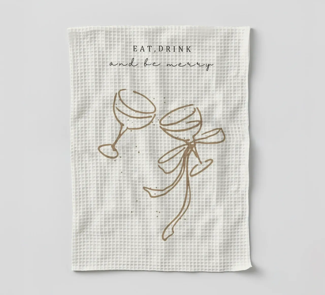 Mangez, buvez, soyez joyeux : Minimalist Champagne Toast Art Print torchon de ClubArt