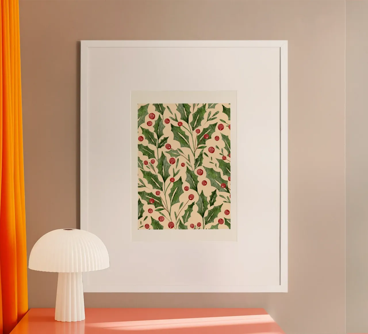 Feestelijk Hulstpatroon: Aquarel Kerst Botanische Print hahnemühle van ClubArt