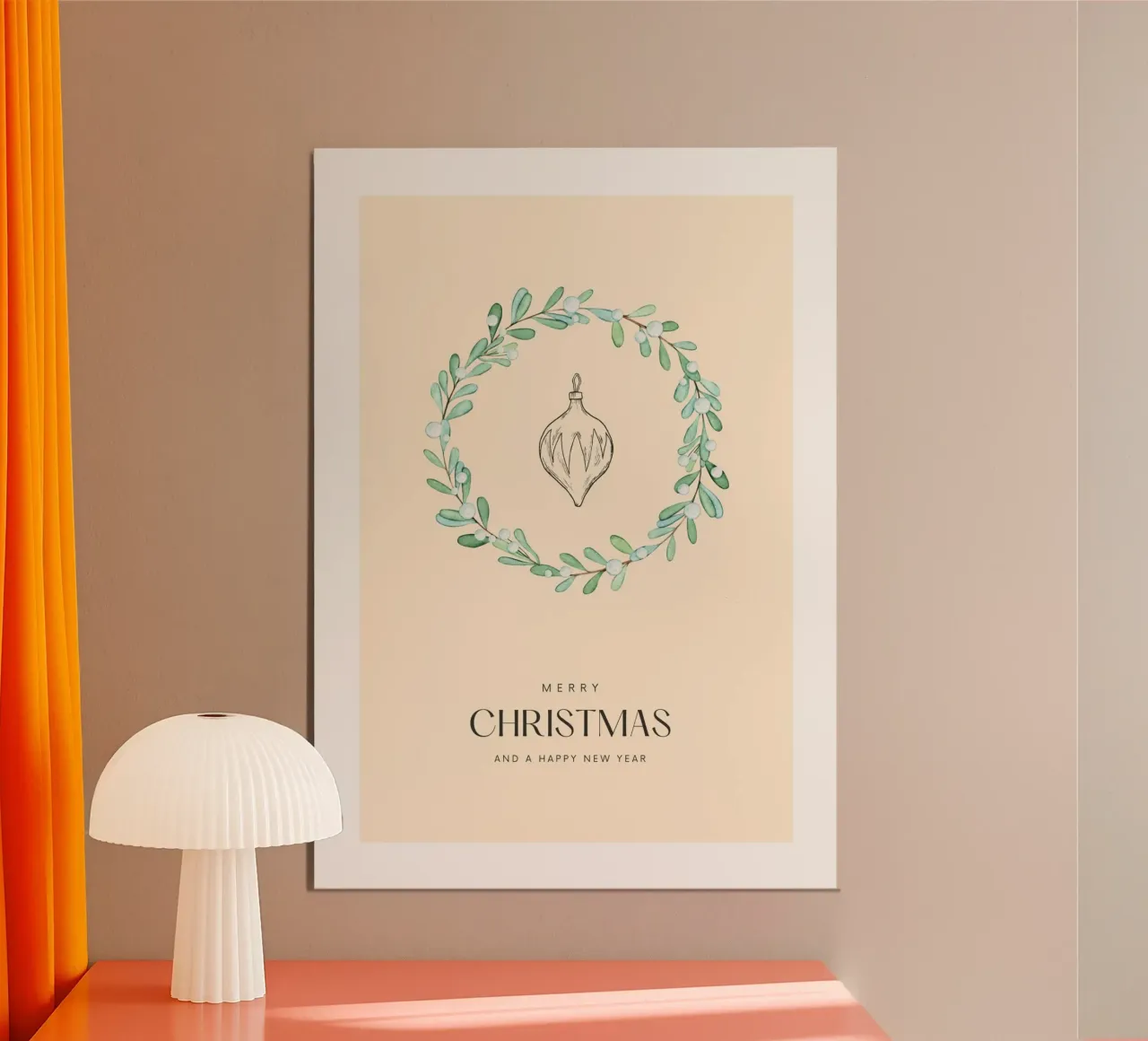Fröhliche Weihnachten Kranz: Minimalistischer Winter-Botanik-Druck Poster von ClubArt