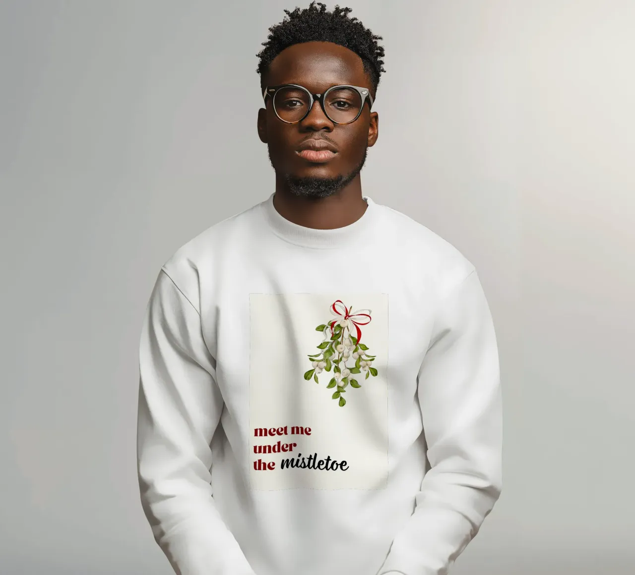Triff mich unterm Mistelzweig: Romantische Weihnachten Kunstdruck Sweatshirt von ClubArt