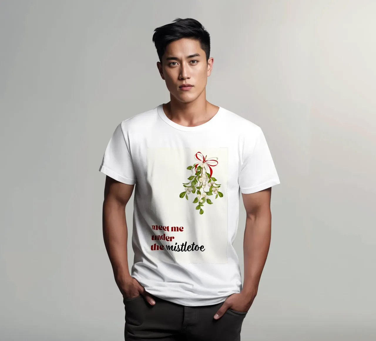 Triff mich unterm Mistelzweig: Romantische Weihnachten Kunstdruck T-Shirt von ClubArt