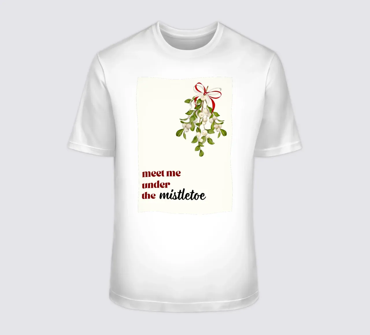 Triff mich unterm Mistelzweig: Romantische Weihnachten Kunstdruck T-Shirt von ClubArt