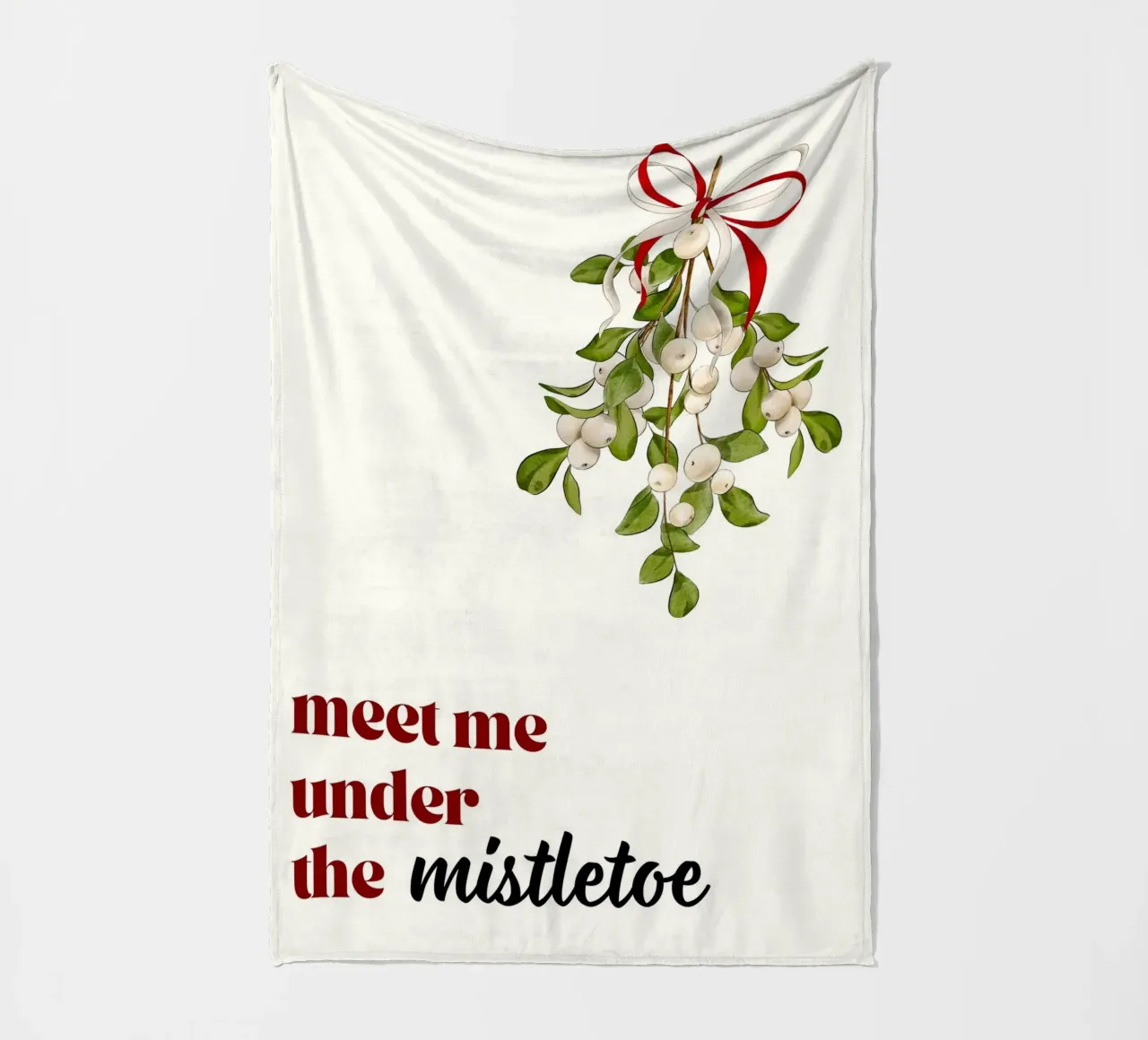 Triff mich unterm Mistelzweig: Romantische Weihnachten Kunstdruck Fleecedecke von ClubArt