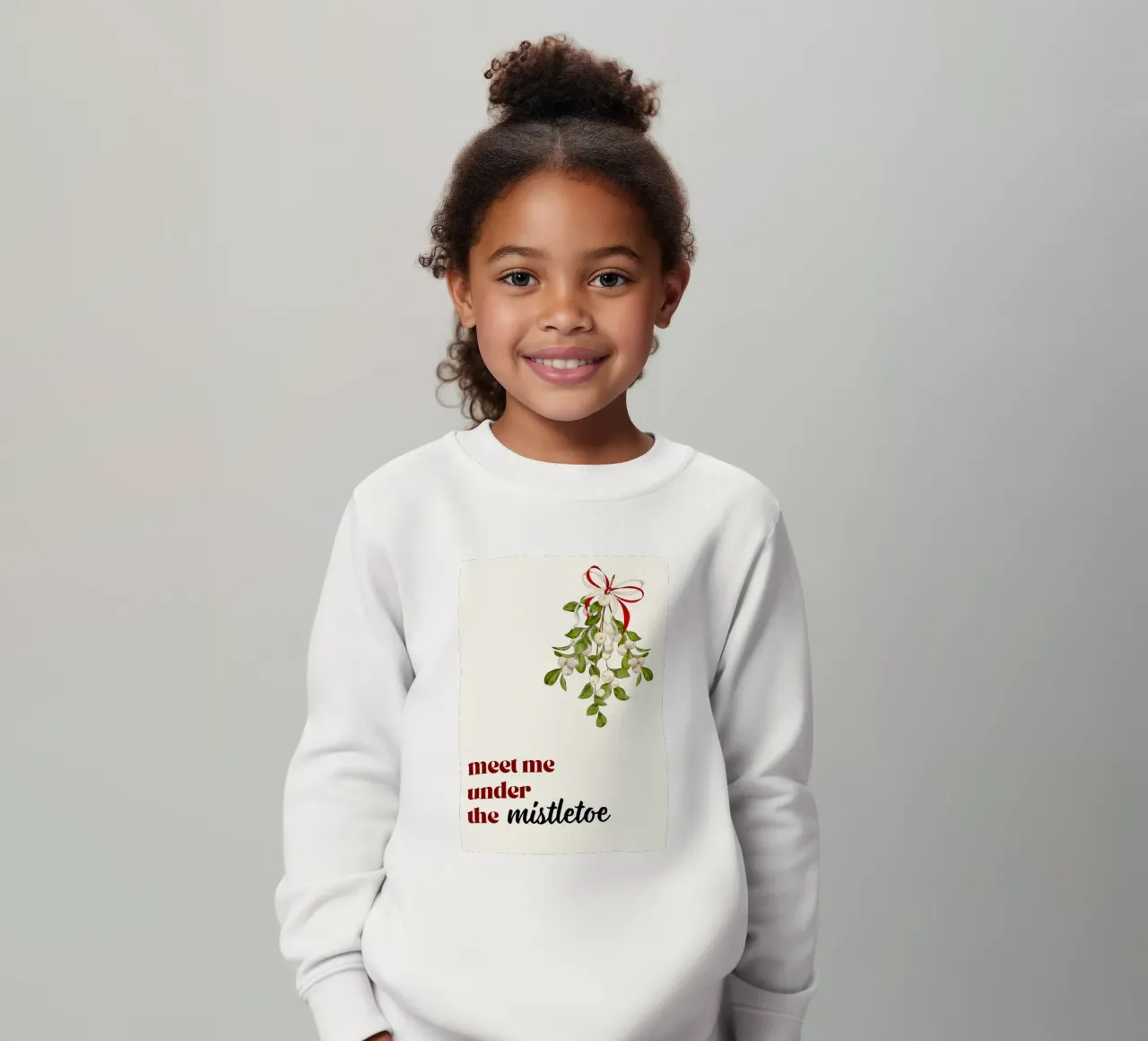 Triff mich unterm Mistelzweig: Romantische Weihnachten Kunstdruck Kinder Sweatshirt von ClubArt