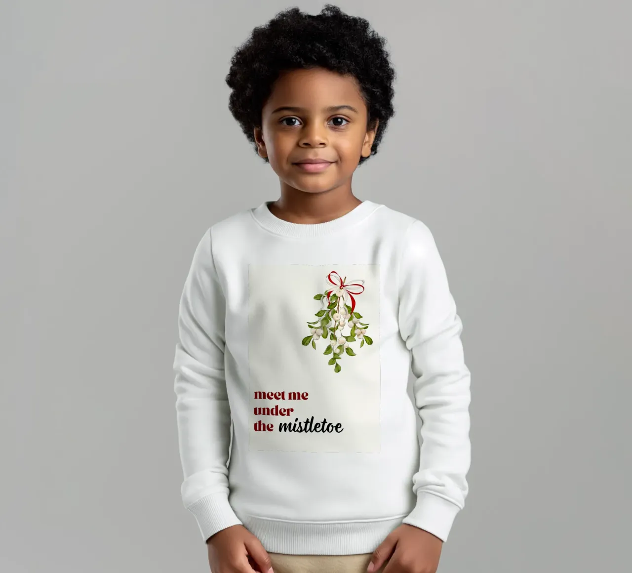 Triff mich unterm Mistelzweig: Romantische Weihnachten Kunstdruck Kinder Sweatshirt von ClubArt