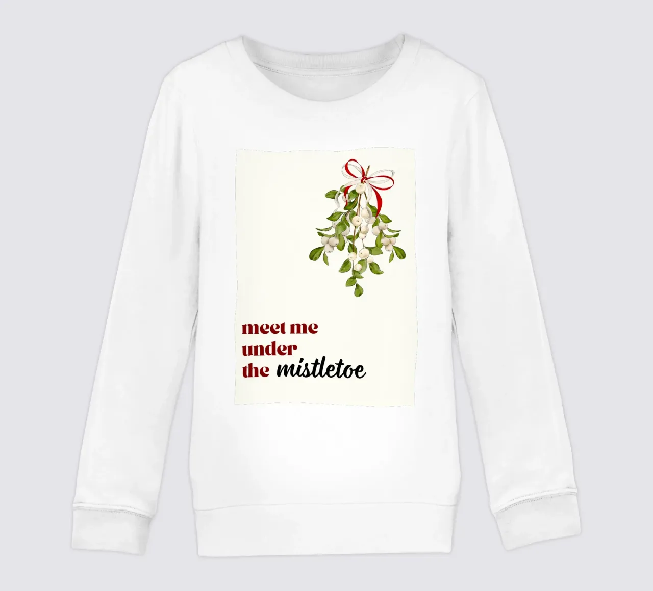 Triff mich unterm Mistelzweig: Romantische Weihnachten Kunstdruck Kinder Sweatshirt von ClubArt